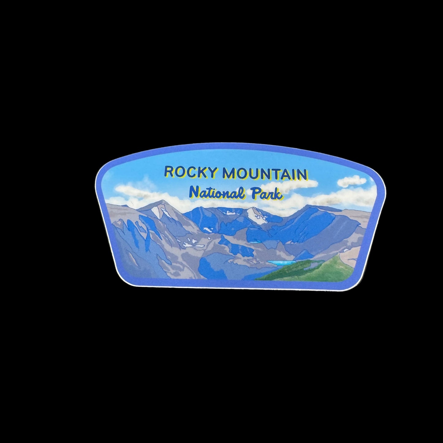 Sticker of Rocky Mountain National Park on a dark surface